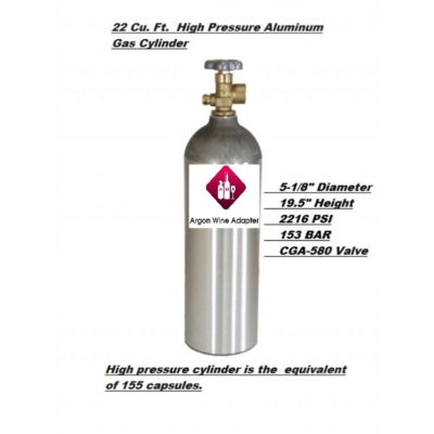 Aluminum Gas Cylinder filled with UHP Argon 99.99%. FREE SHIPPING 3rd party.