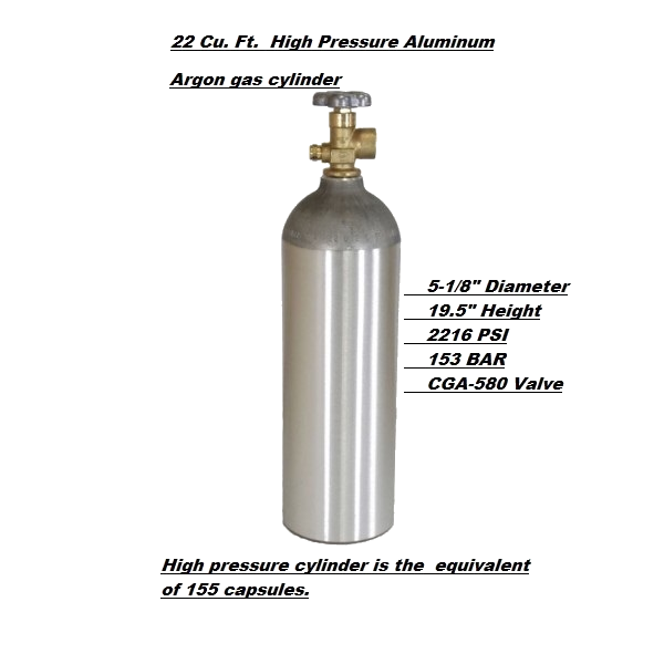 Aluminum Gas Cylinder filled with UHP Argon 99.99%. FREE SHIPPING